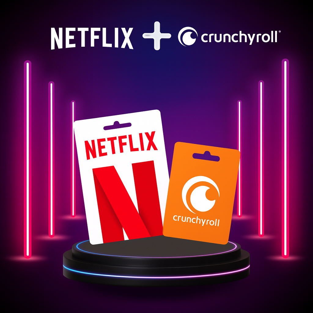 COMBO Netflix Premium 4K + Crunchyroll Mega Fan - plan de 12 meses